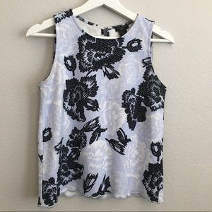 Ann Taylor Factory Blue Floral Shell